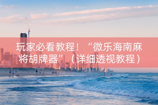 玩家必看教程！“微乐海南麻将胡牌器”（详细透视教程）-哔哩哔哩
