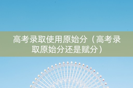 高考录取使用原始分（高考录取原始分还是赋分）