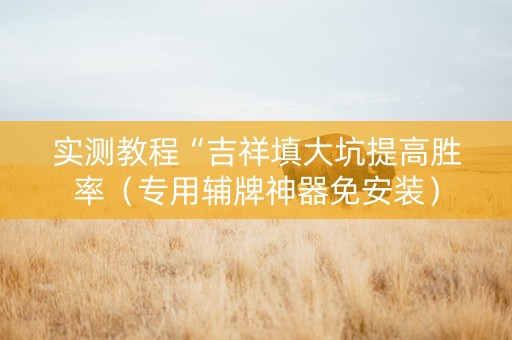 实测教程“吉祥填大坑提高胜率（专用辅牌神器免安装）