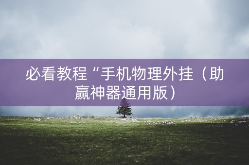 必看教程“手机物理外挂（助赢神器通用版）