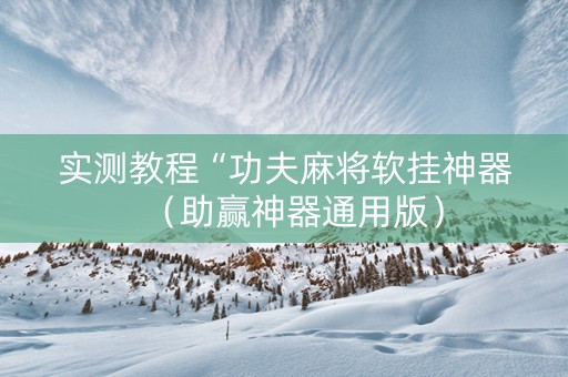 实测教程“功夫麻将软挂神器（助赢神器通用版）