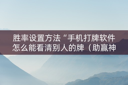 胜率设置方法“手机打牌软件怎么能看清别人的牌（助赢神器通用版）