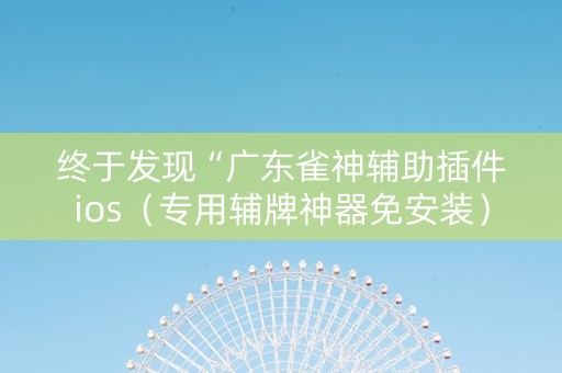 终于发现“广东雀神辅助插件ios（专用辅牌神器免安装）