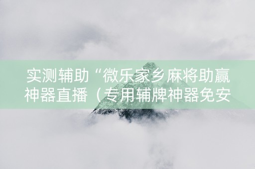 实测辅助“微乐家乡麻将助赢神器直播（专用辅牌神器免安装）