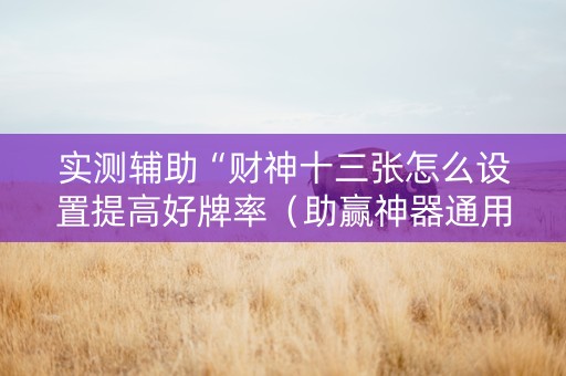 实测辅助“财神十三张怎么设置提高好牌率（助赢神器通用版）