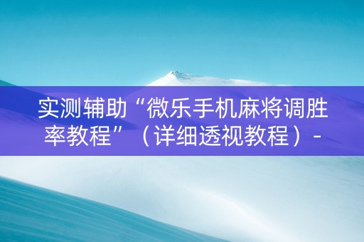 实测辅助“微乐手机麻将调胜率教程”（详细透视教程）-哔哩哔哩