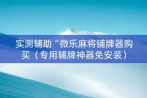 实测辅助“微乐麻将铺牌器购买（专用辅牌神器免安装）