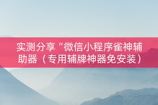 实测分享“微信小程序雀神辅助器（专用辅牌神器免安装）