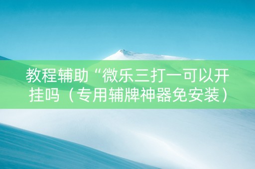 教程辅助“微乐三打一可以开挂吗（专用辅牌神器免安装）