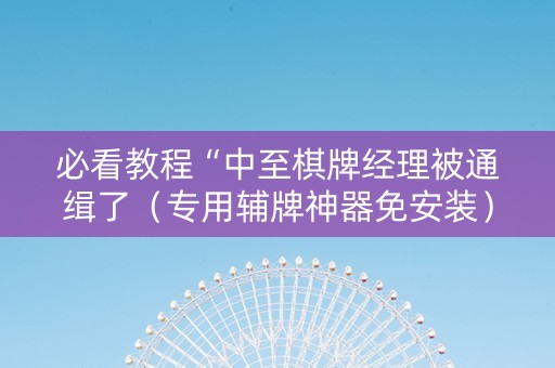 必看教程“中至棋牌经理被通缉了（专用辅牌神器免安装）