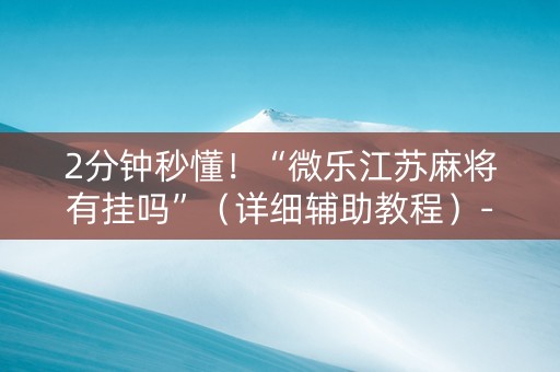 2分钟秒懂！“微乐江苏麻将有挂吗”（详细辅助教程）-哔哩哔哩