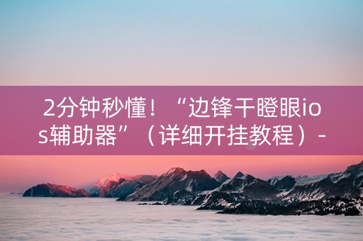 2分钟秒懂！“边锋干瞪眼ios辅助器”（详细开挂教程）-哔哩哔哩