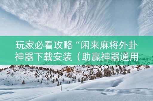 玩家必看攻略“闲来麻将外卦神器下载安装（助赢神器通用版）