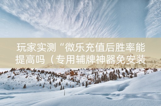 玩家实测“微乐充值后胜率能提高吗（专用辅牌神器免安装）