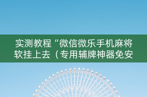 实测教程“微信微乐手机麻将软挂上去（专用辅牌神器免安装）