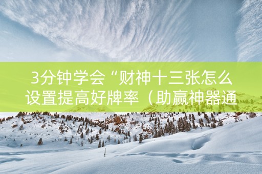 3分钟学会“财神十三张怎么设置提高好牌率（助赢神器通用版）