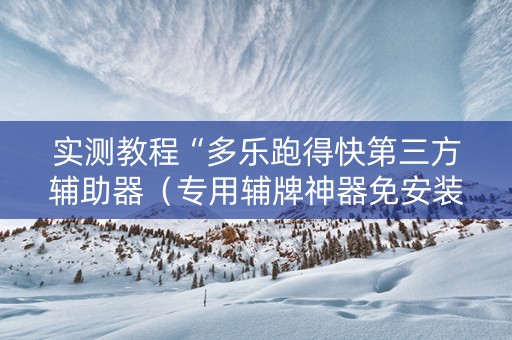 实测教程“多乐跑得快第三方辅助器（专用辅牌神器免安装）