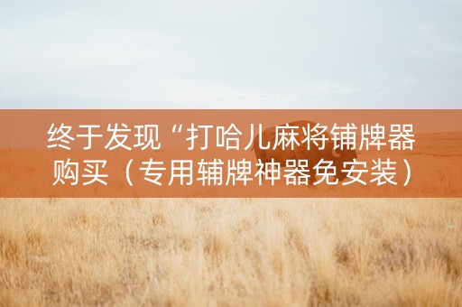 终于发现“打哈儿麻将铺牌器购买（专用辅牌神器免安装）