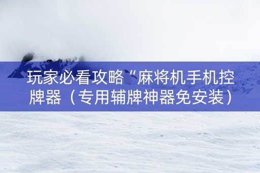 玩家必看攻略“麻将机手机控牌器（专用辅牌神器免安装）