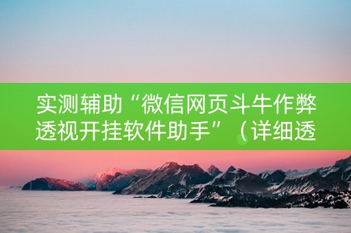 实测辅助“微信网页斗牛作弊透视开挂软件助手”（详细透视教程）-哔哩哔哩