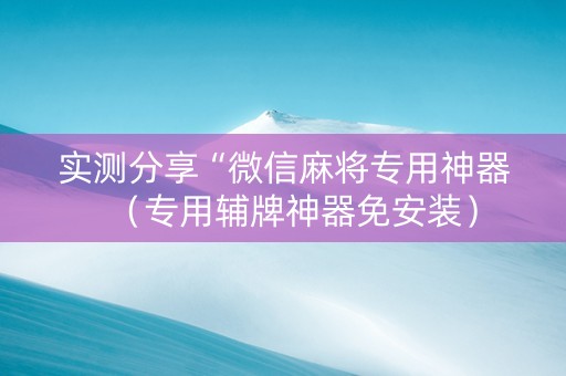 实测分享“微信麻将专用神器（专用辅牌神器免安装）