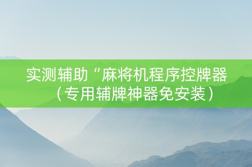 实测辅助“麻将机程序控牌器（专用辅牌神器免安装）
