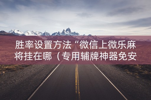 胜率设置方法“微信上微乐麻将挂在哪（专用辅牌神器免安装）