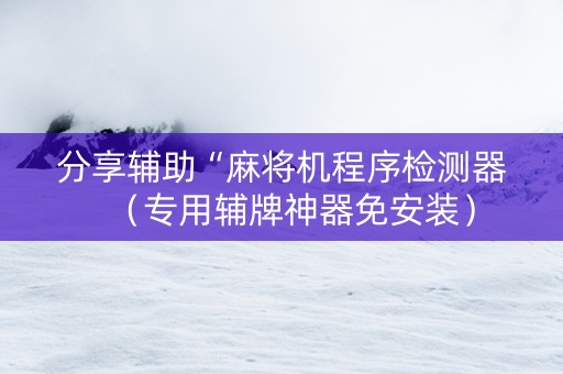 分享辅助“麻将机程序检测器（专用辅牌神器免安装）