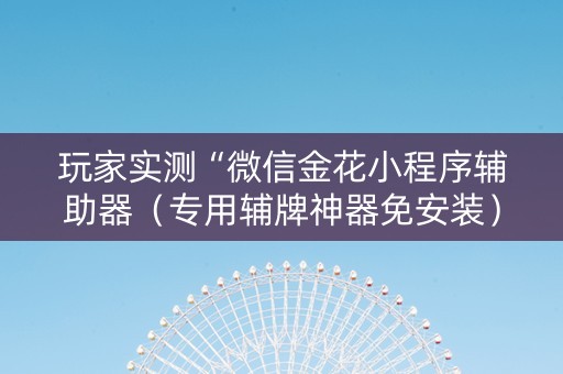 玩家实测“微信金花小程序辅助器（专用辅牌神器免安装）