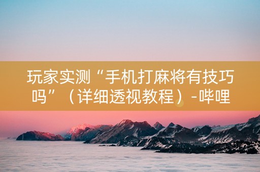 玩家实测“手机打麻将有技巧吗”（详细透视教程）-哔哩哔哩