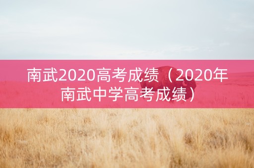 南武2020高考成绩（2020年南武中学高考成绩）