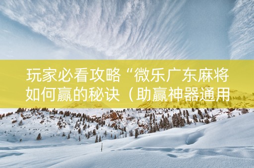 玩家必看攻略“微乐广东麻将如何赢的秘诀（助赢神器通用版）