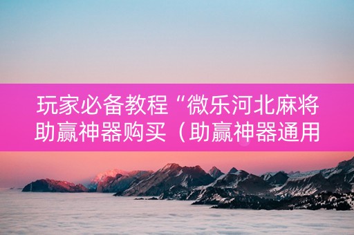 玩家必备教程“微乐河北麻将助赢神器购买（助赢神器通用版）