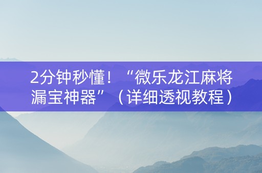2分钟秒懂！“微乐龙江麻将漏宝神器”（详细透视教程）-哔哩哔哩