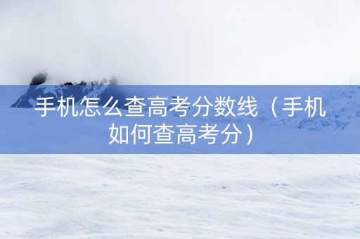 手机怎么查高考分数线（手机如何查高考分）