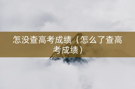 怎没查高考成绩（怎么了查高考成绩）