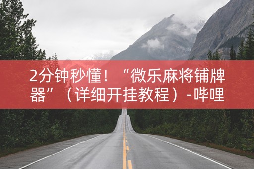 2分钟秒懂！“微乐麻将铺牌器”（详细开挂教程）-哔哩哔哩