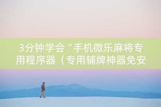 3分钟学会“手机微乐麻将专用程序器（专用辅牌神器免安装）