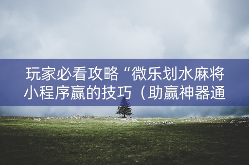 玩家必看攻略“微乐划水麻将小程序赢的技巧（助赢神器通用版）