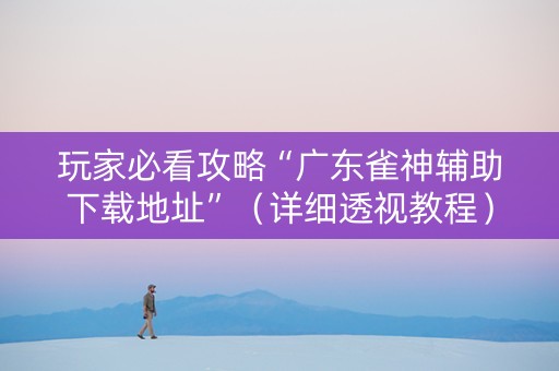 玩家必看攻略“广东雀神辅助下载地址”（详细透视教程）-哔哩哔哩