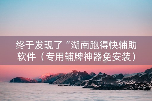 终于发现了“湖南跑得快辅助软件（专用辅牌神器免安装）