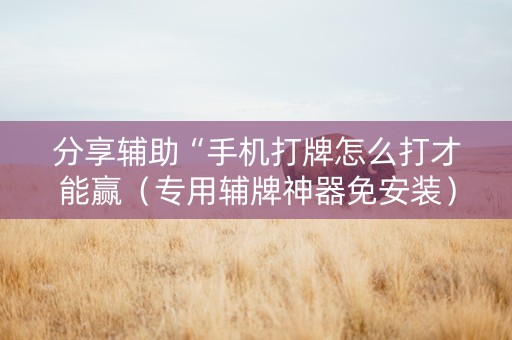 分享辅助“手机打牌怎么打才能赢（专用辅牌神器免安装）