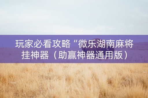 玩家必看攻略“微乐湖南麻将挂神器（助赢神器通用版）