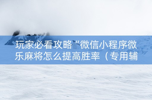 玩家必看攻略“微信小程序微乐麻将怎么提高胜率（专用辅牌神器免安装）