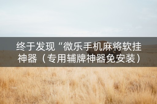 终于发现“微乐手机麻将软挂神器（专用辅牌神器免安装）