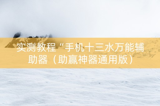 实测教程“手机十三水万能辅助器（助赢神器通用版）