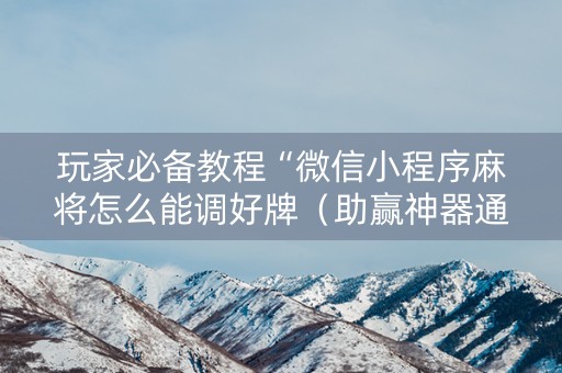 玩家必备教程“微信小程序麻将怎么能调好牌（助赢神器通用版）
