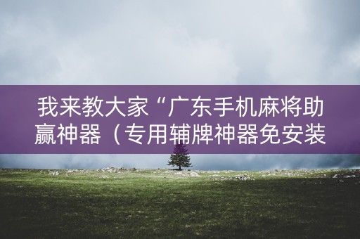 我来教大家“广东手机麻将助赢神器（专用辅牌神器免安装）