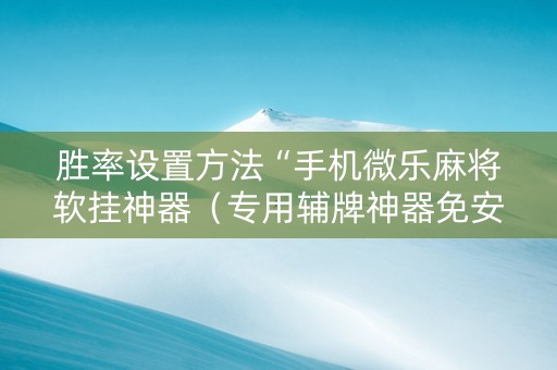 胜率设置方法“手机微乐麻将软挂神器（专用辅牌神器免安装）