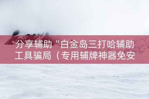 分享辅助“白金岛三打哈辅助工具骗局（专用辅牌神器免安装）
